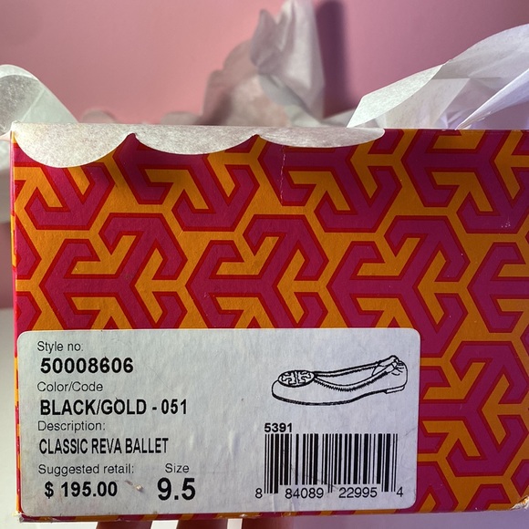 Tory Burch Classic Reva Ballet Flats in Black/Gold - Picture 3 of 3